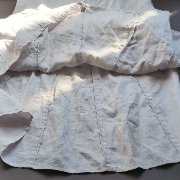 J. Jill Light Grey 💯 Linen Midi a Line Spliced Dress L - Picture 5 of 12